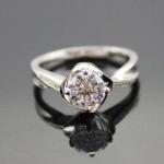 White Gold Plated Sterling Silver Wedding Ring with White Cubic Zircon(F79)