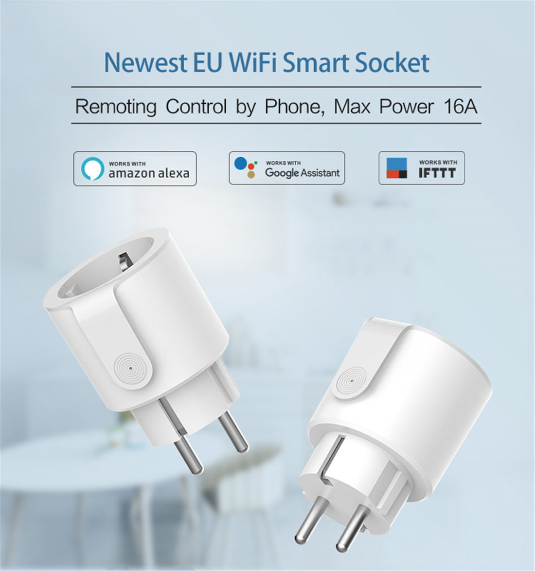 EU Smart Wi-Fi Plug Socket Work With Alexa/Google Home