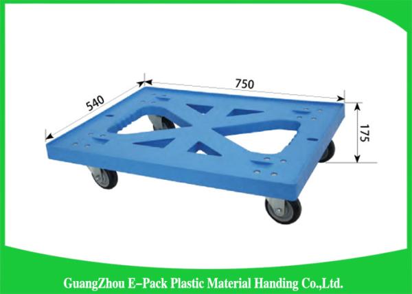 Buy cheap 750 * 570 * 175mm Plastic Moving Dolly Pallet Heavy Duty Four Wheel 100% PP from wholesalers