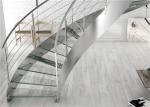 Prima Construction Modern Curved Staircase , Curved Glass Stairs with Round Post