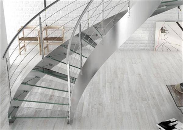 Buy cheap Prima Construction Modern Curved Staircase , Curved Glass Stairs with Round Post Glass Railing from wholesalers