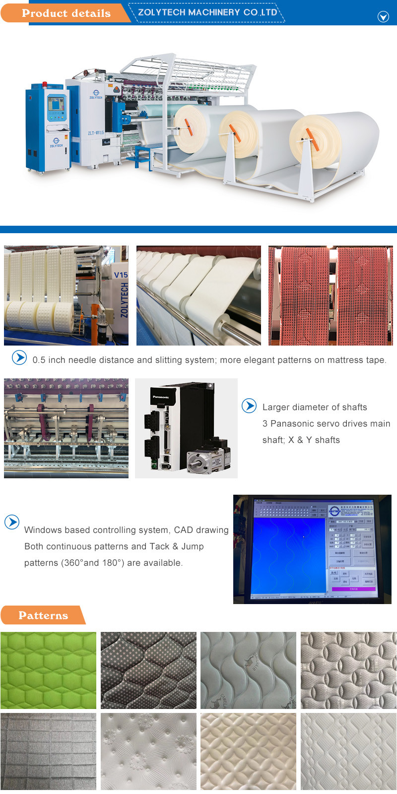 6*6*2m Automated Industrial Quilting Machine Panasonic Servo Driver