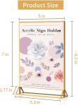 Gold Acrylic Picture Frame Event Signage Double-Sided Sign Holder For Weddings,