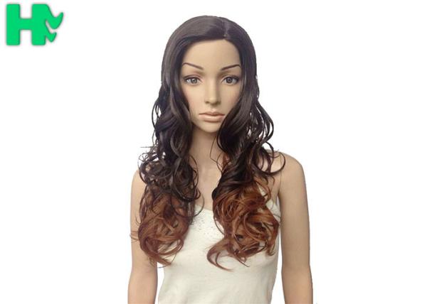 Long Curly Women Full Lace Synthetic Wigs High Heat Resistant Fiber Black Mixed