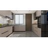 Buy cheap L-Shaped Beige Modern Stainless Steel Kitchen Cabinets With Glass Doors Design from wholesalers