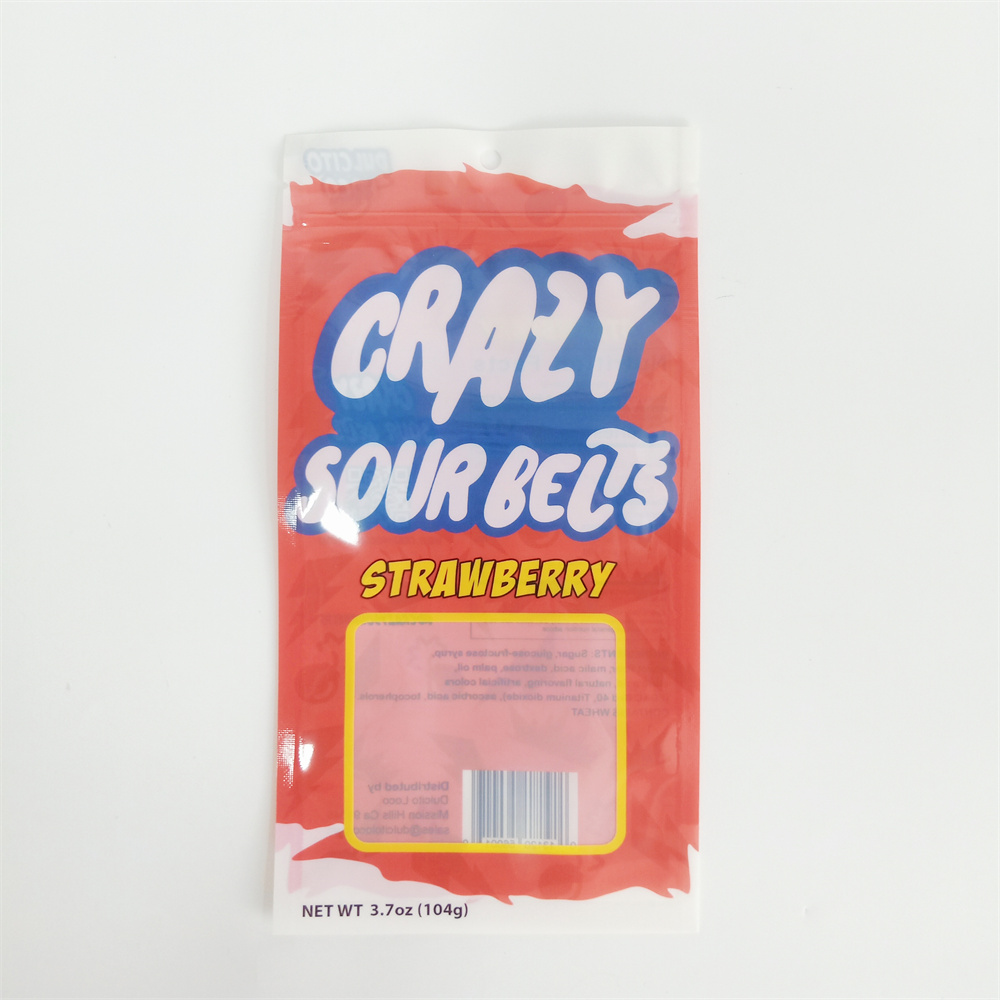 Custom Printed Food Grade Plastic Bag For Sugar Packaging Three Side Seal Candy Sugar Pouch Zip Lock Sugar Bag With Window