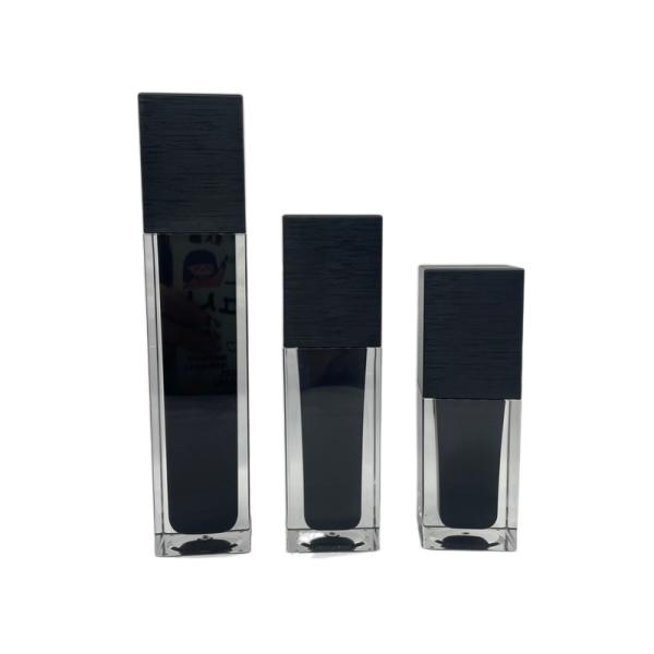 Buy cheap Square Cosmetic Pump Bottle 60ml UV Screw Brush Matt Black Acrylic from wholesalers