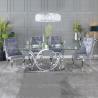 Buy cheap 0.6m3 Modern 8 Seater Dining Table 78inch Stainless Steel Glass Dining Table from wholesalers