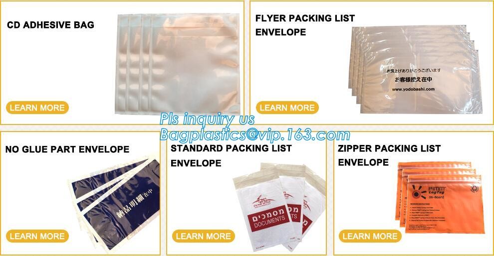TNT DHL shipping packing list document envelopes, packing list padded envelope, tamper proof express use plastic packing