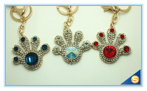 Buy cheap Rhinestone palmation Hand Shape Pendant key chain Custom Jewelry metal Key Chain from wholesalers