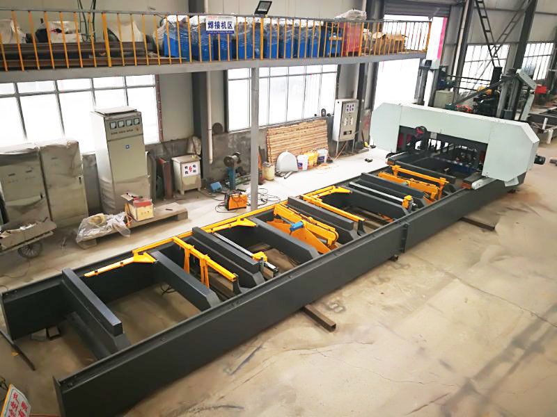 Latest hydraulic horizontal wood band sawmill large size wood cutting horizontal band sawmill