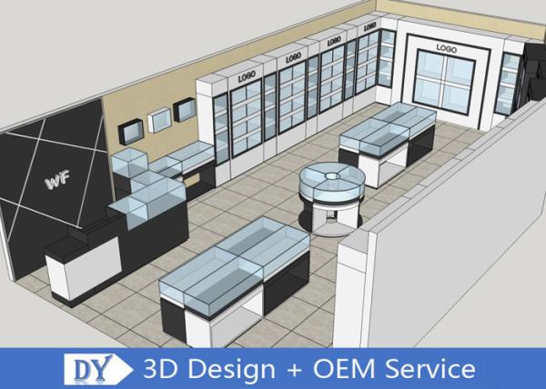 Buy cheap OEM 3D Design Store Jewelry Display Cases Wooden Shinning White / Black from wholesalers