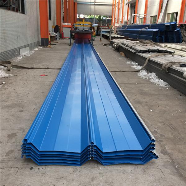 Buy cheap 760mm prepainted hot-dip zinc blue corrugated steel roof sheet for warehouse from wholesalers