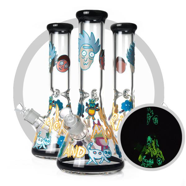 Buy cheap Rick And Morty Art Beaker Bong Night _ luminous Design Heady 7MM Glass Hookah Pipe from wholesalers
