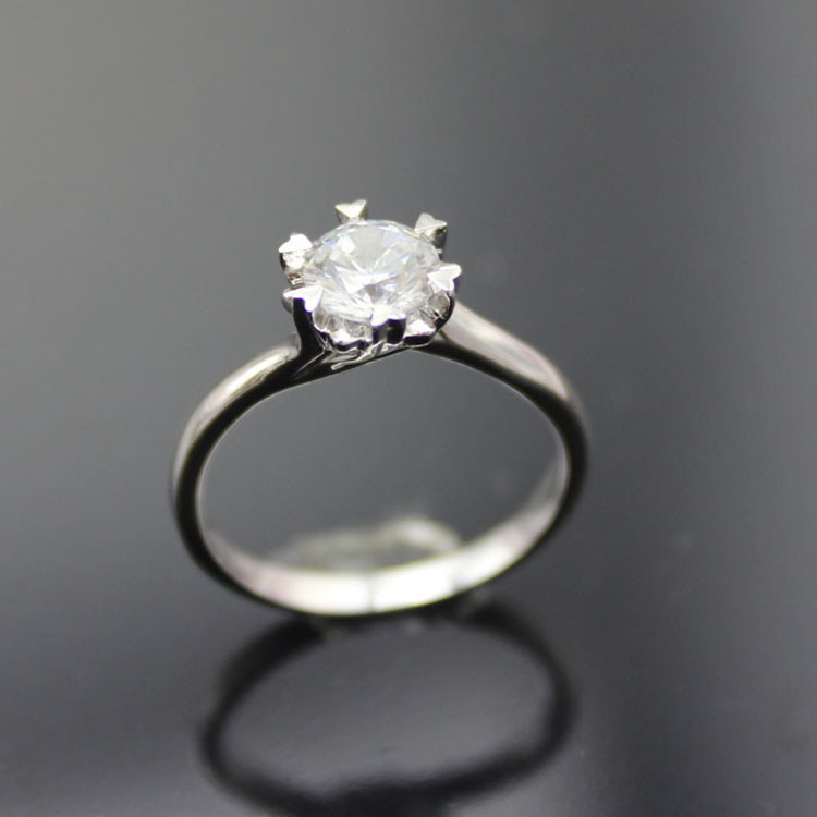 925 Sterling Silver Engagement Ring with CZ Diamonds(F38-2)