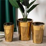 Hot Sale Indoor Outdoor Decoration Cylinder Plant Pots Handmade Gold Tall Large