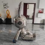 Stainless Steel Rabbit Statue Mirror Polished Cartoon Animal Sculpture Modern