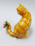 Cat shape trinket box with rhinestone for new jewelry boxes cat enamel cat