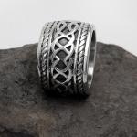Vintage Old Titanium Stainless Steel with Sterling Silver Plated Band Ring ()