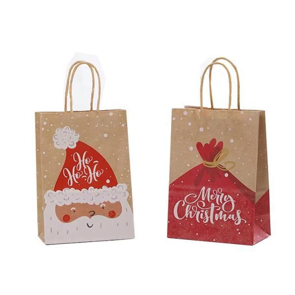 Buy cheap Reusable Christmas Kraft Paper Packaging Bags With Handles Offset Printing from wholesalers