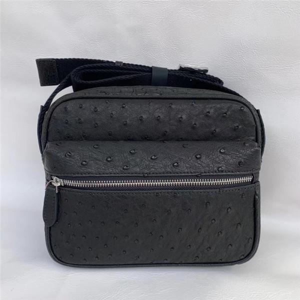 Buy cheap Authentic Real Ostrich Skin Men Small Flap Purse Genuine Exotic Leather Cross Shoulder Bag Male Casual Messenger Bag from wholesalers