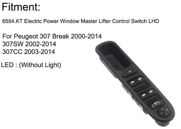 Buy cheap Black Auto Power Window Switch New Peugeot 307 T63 Electrically Foldable Mirrors from wholesalers