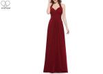 Hanging Neck Wedding Bridesmaid Dresses , Colorful Chiffon Pleated Ball Gown