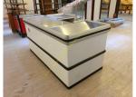Retail White Supermarket Checkout Counter / Commercial Shop Counter Desk
