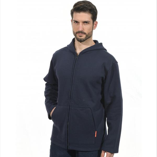 Buy cheap 100% Cotton 350gsm Navy FR Fleece Hoodie CAT2 For Welding Workers from wholesalers