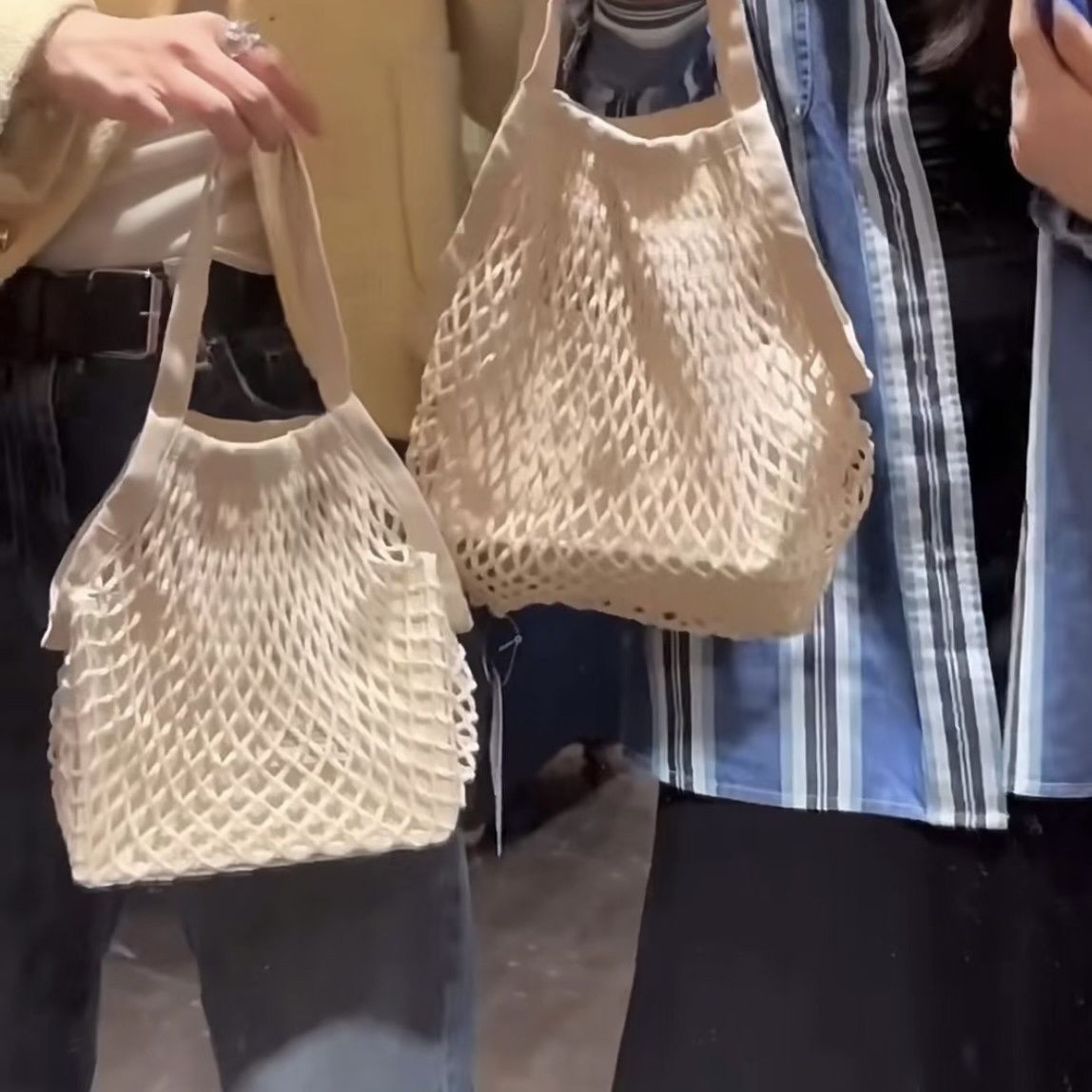 COTTON NET BAG STORAGE BAG FRUIT AND VEGETABLE MERCHANT SUPER SHOPPING BAG TOTE BAG SMALL WOVEN WOMEN'S BAG