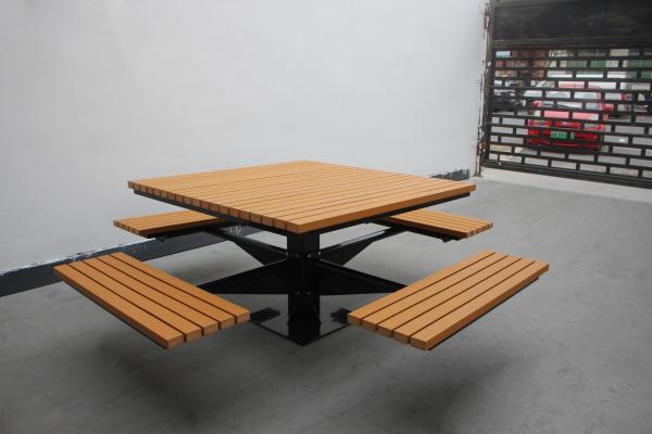 Buy cheap Square Garden Outdoor Picnic Tables With Four Benches Mild Steel Frame from wholesalers