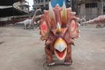 Realistic Animatronic Red Triceratops Dinosaur Ride For Amusement Park