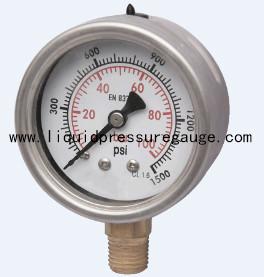 Buy cheap 63mm Glycerin Pressure Gauge 1500Psi 1/4 NPT Lower Mount Unpolished from wholesalers