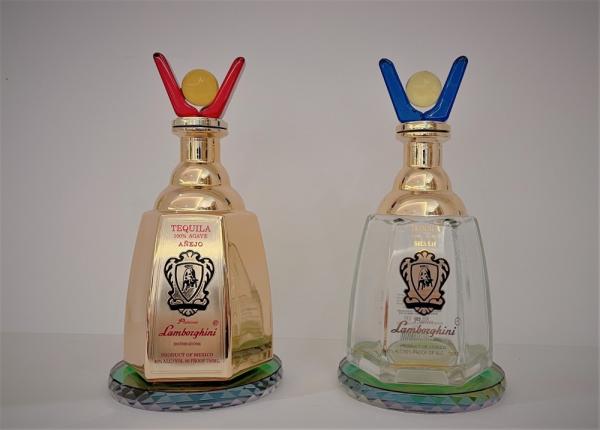 Buy cheap Decorative Liquor Bottles/Golden Frosted 750ml Glass Bottle/ Crystal Stopper from wholesalers