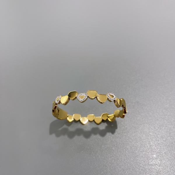 Buy cheap Expensive Jewelry 18K Rosegold Stainless Steel Bangle Heart Set Diamond Bracelet from wholesalers