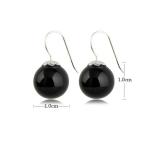 925 Sterling Silver Dangle Earrings with Black Onyx Bead (011634BLACK)
