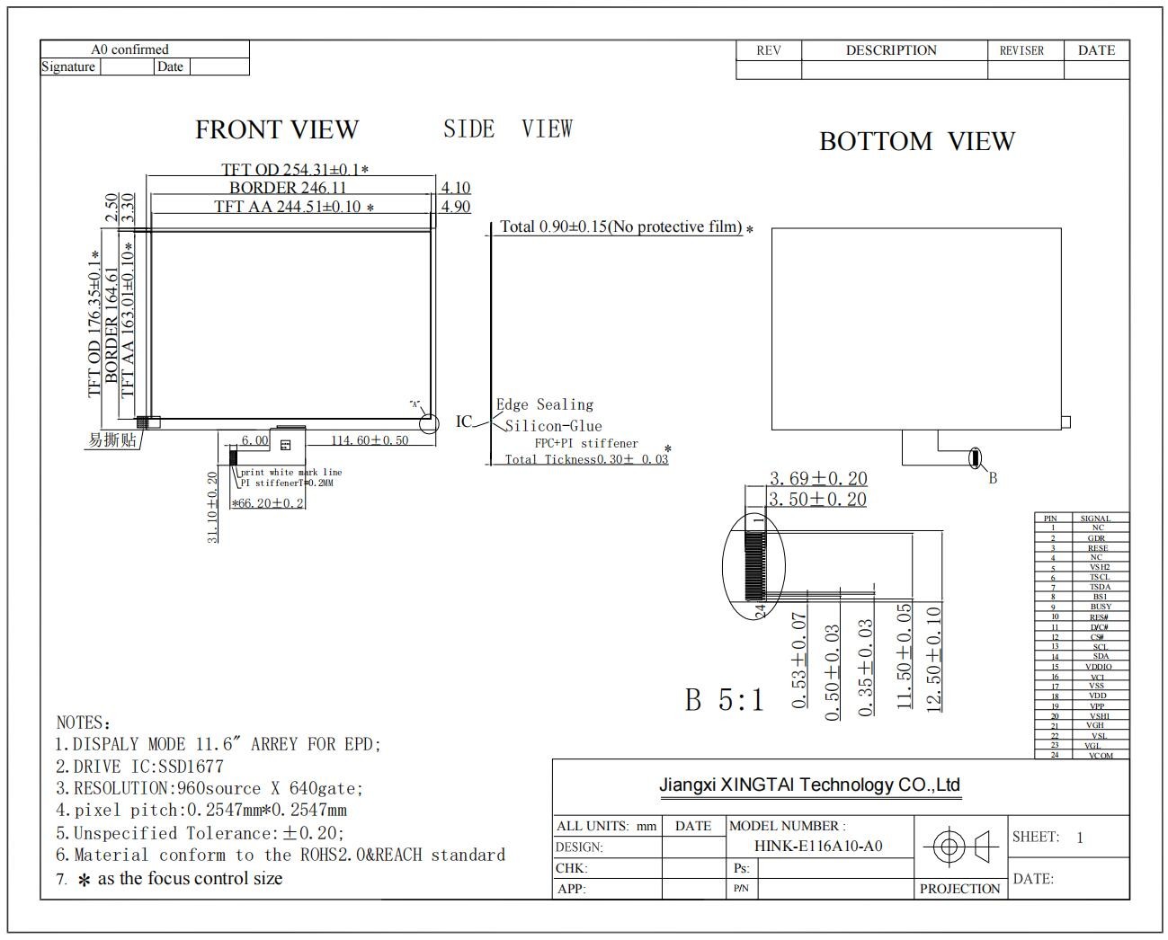11.6'' EPD 960*640 HINK-E116A10 for Electronic Shelf Label System