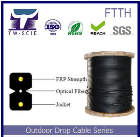 Buy cheap FTTH 2 Core Indoor Shielded Fiber Optic Cable , Fiber Drop Cable Easy To Lay from wholesalers