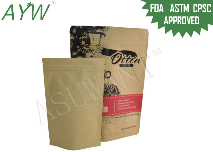 Recyclable Printed Pattern Kraft Paper Zipper Bags Packing With Twisted Handles