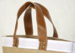 Women Waterproof Jute Packaging Bags With Leather Handle