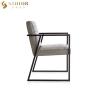 Buy cheap Luxury Metal Frame Leather Restaurant Chairs 82cm Grey Pu Dining Chair from wholesalers