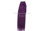 Custom Ear To Ear Frontal / Purple Human Hair Lace Front Wig Silky Straight Hair