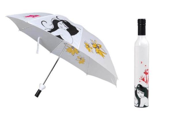 Buy cheap 3 Folding Bottle Shaped Umbrella , White Compact Umbrella 190T Nylon Fabric from wholesalers