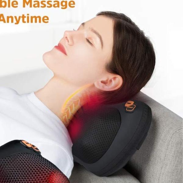 Buy cheap 24W Travel Neck Pillow Massager Black Vibrating Neck Pillow With Heat from wholesalers