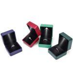 Jewelry Package Hanhong Gold Leather LED Ring Box with Silk Screen Print and