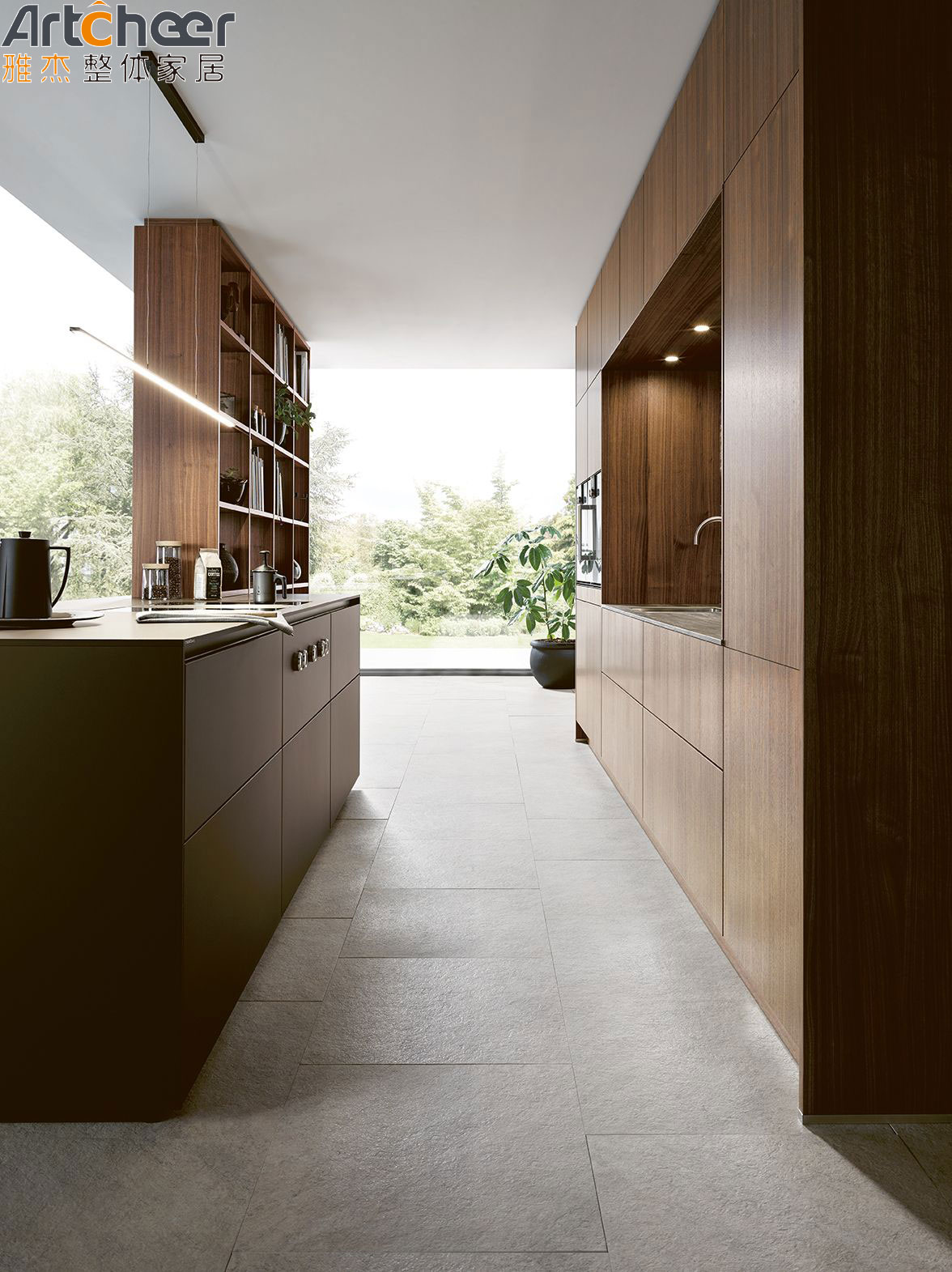 Modern Wooden Looking Veneer Oak Kitchen Cabinet with Accessories Hardware and Design