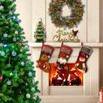 3PCS 18" Christmas Stocking Classic Large Stockings Santa, Snowman, Reindeer