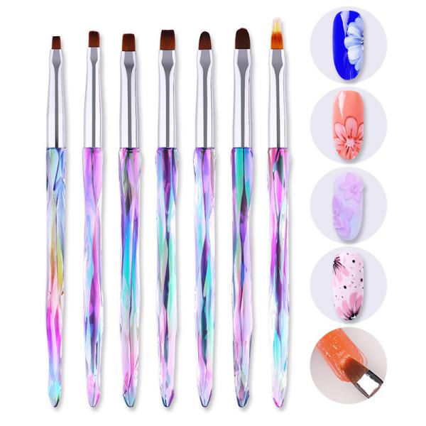 Buy cheap Nylon Acrylic Handle Nail Gel Brush French Glitter Flower Magnet Nail Gel Pen from wholesalers