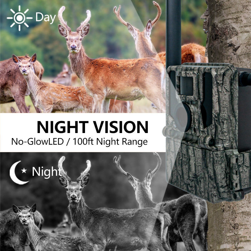 KW897 WILDLIFE CAMERA TRAIL WIRELESS DUAL-ANTENNAS HUNTING 4G NIGHT VISION REMOTE CONTROL WATERPROOF 2K VIDEO SD MEMOR