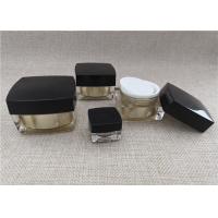 Buy cheap Anti Bacterial Acrylic Jars For Cosmetics Black / Gold Color Square Shape product